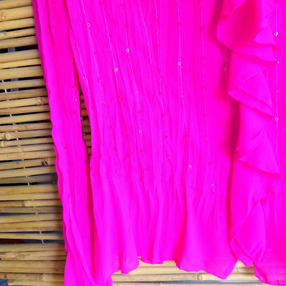 Elementz M Pink Ruffled Sequined Top - Picture 5 of 5